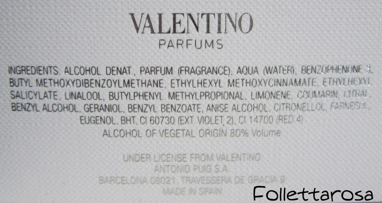 inci valentina profumo