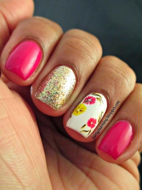 duo accent nail art