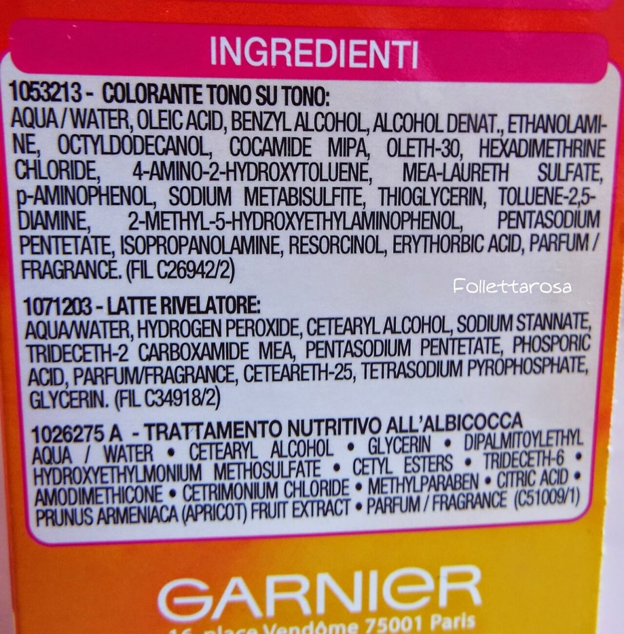 movida garnier inci