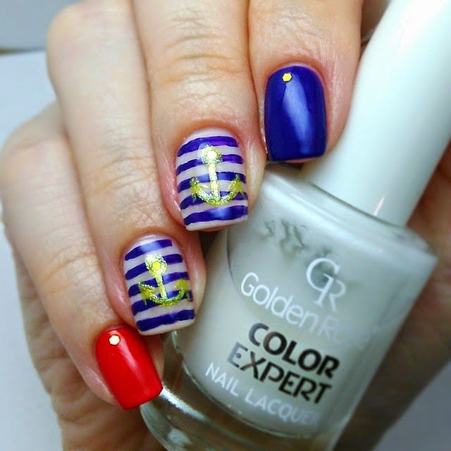 navy nail art