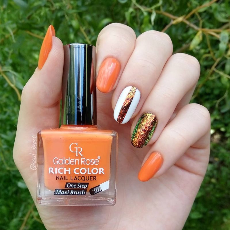 nail-art-smalto-arancio-glitter