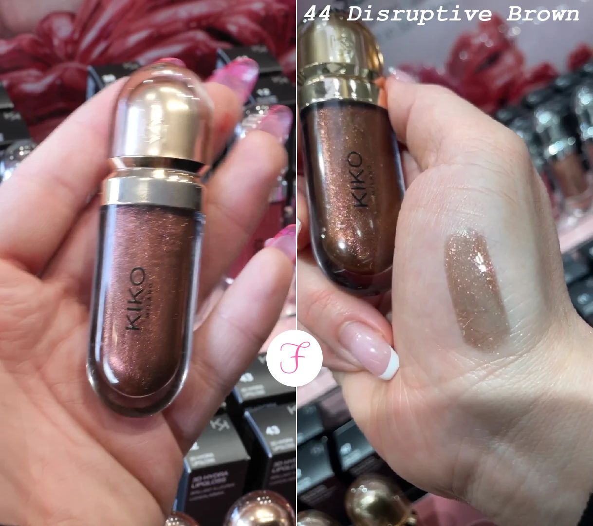 kiko-3d-hydra-lipgloss-44-disruptive-brown-swatches